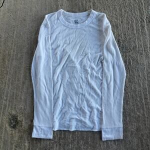 VINTAGE Y2K WHITE WAFFLE KNIT THERMAL LONG SLEEVE SHIRT FRUIT OF THE LOOM MEN XL